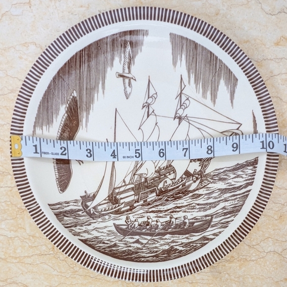Vintage Vernon Kilns Rockwell Kent Brown Transferware Moby Dick Plate 10.5" - Picture 8 of 9